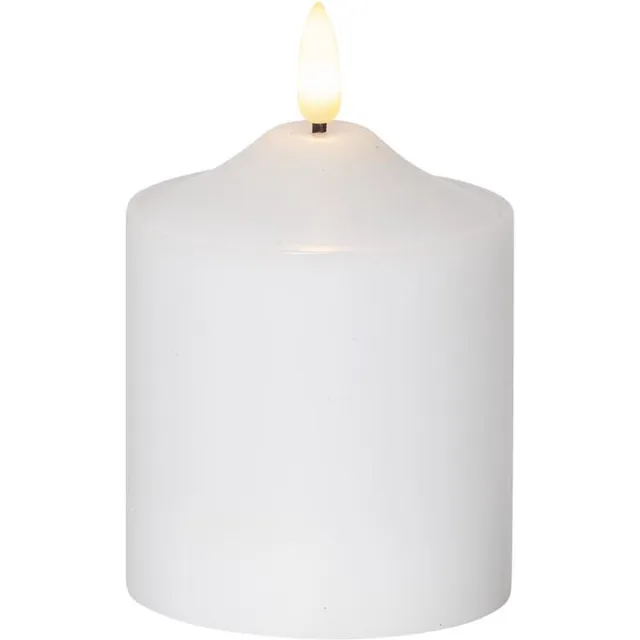 Star Trading kaarsvlam, zuilkaars, decoratie, wit, LED, timer, warm wit, 12 cm