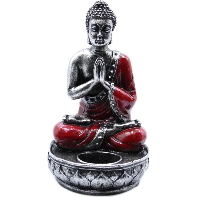 Ancient Wisdom Boeddha Kandelaar - Rood - 17 x 9 x 9cm