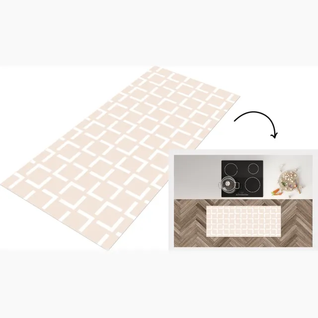 KitchenYeah Keukenloper - Loper keuken - Design - Lijn - Patroon - Beige - Keukenloper vinyl Multicolor