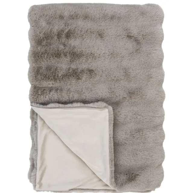 QUVIO Zachte plaid - Polyester - 130x180 cm - Grijs Beige