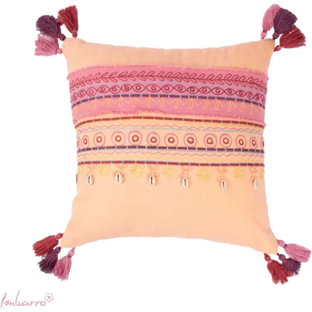 Imbarro Home & Fashion Kussen SAMOS – Boho Ibiza Kussen met Schelpen & Kwastjes | Imbarro