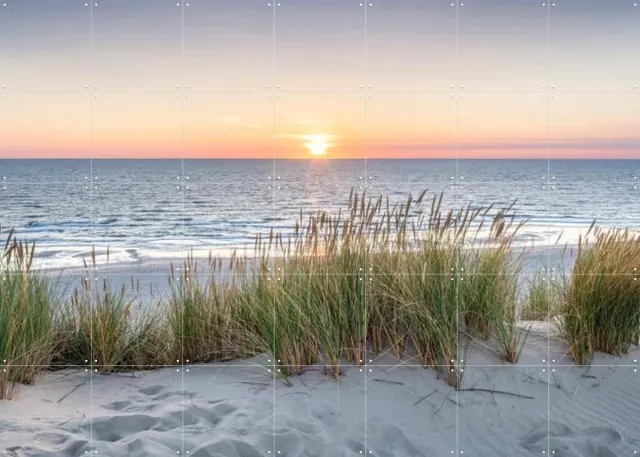 IXXI Panoramic Beach, Jan Becke - 140 x 100 cm - Grote wanddecoratie en posters - Naturalisme, Fotografie, Slaapkamer, Woonkamer, Eetkamer Blauw
