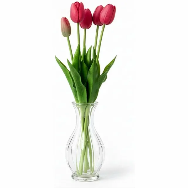 DIVERZA Kunstbloemen – Real Touch Tulpen – Levensechte Kunstbloemen – Decoratie & Cadeau – Donker Roze