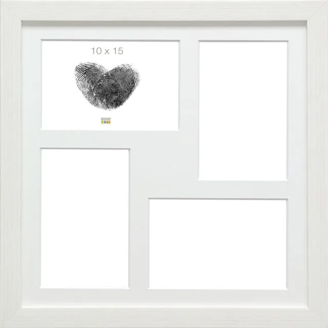 Deknudt Frames multifotolijst - wit - collagelijst voor 4 foto's 10x15 cm - met passe-partout