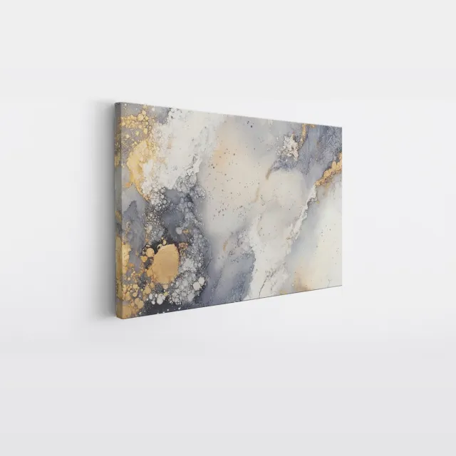 Saammp Canvas Schilderij - Marmer - Abstract kunstwerk - Goud - 70x50 - Foto op canvas - Wanddecoratie - Muurdecoratie Woonkamer - Slaapkamer decoratie - Canvas Print Multicolor