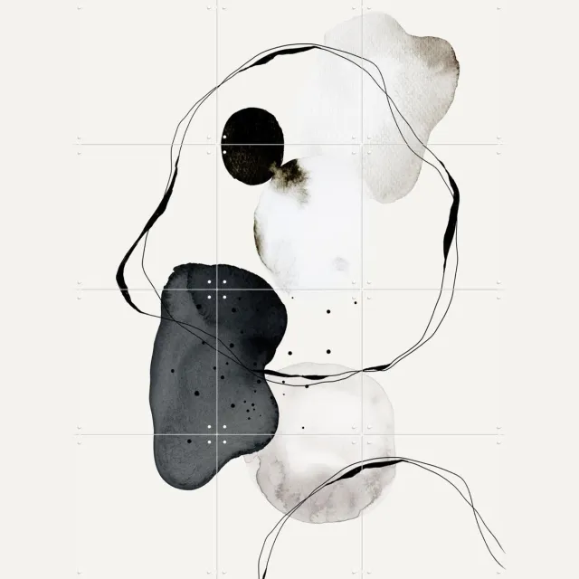 IXXI Abstract World No.1, The Miuus Studio & Various - 60 x 80 cm - Grote wanddecoratie en posters - Aquarel, Klassiek, Minimalisme, Line art Monochroom / Lichte tinten / Zwart en wit / Pastel kleuren