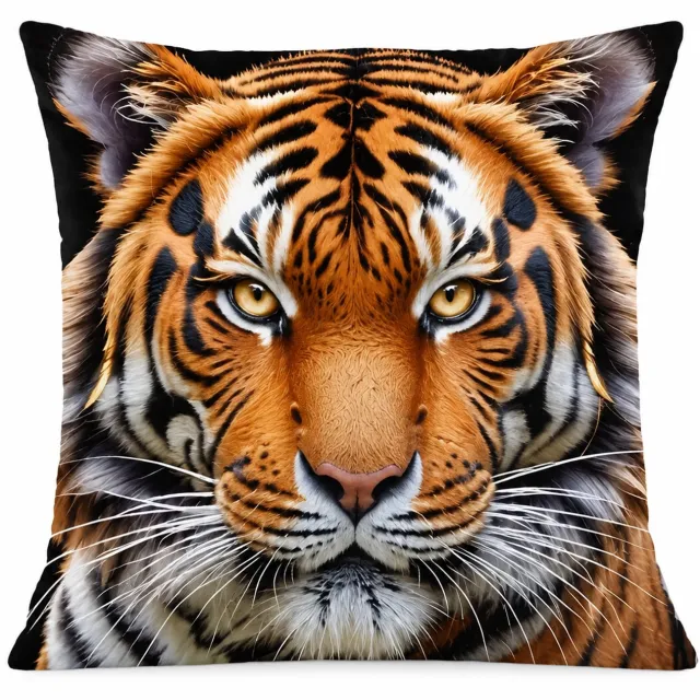 SWGOTA Pluche sierkussenhoes met tijgerprint 45 x 45 cm, vierkante kussenhoes voor de bank, zonder binnenkussen Multicolor