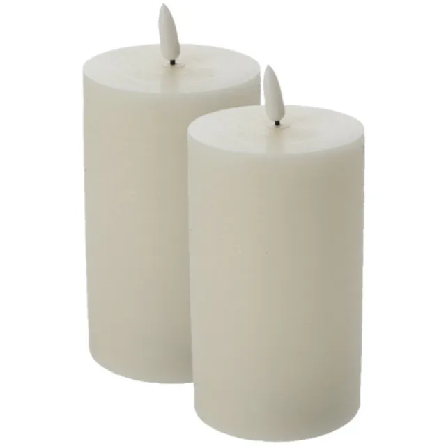 Cepewa Firenze Home LED kaars - 2x - creme wit - D7,5 x H12,5 cm - met timer - stompkaarsen - sfeerkaarsen