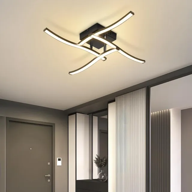 Glitzerlife Plafondlamp - 4 LED Lichtbuizen - Warmwit 3000K - Kunststof - Ø50,5cm - Zwart - Plafondverlichting voor Grote
