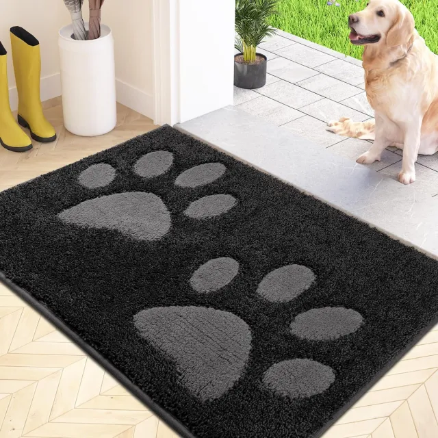 Unyqoos ® Absorberende Wasbare Antislip Deurmat voor Binnen en Buiten, 50 x 80 cm, Geschikt voor Huisdieren Donkere houtskool