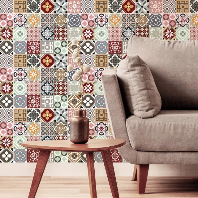 Ambiance Sticker Muurstickers - Zelfklevende tegelmuurstickers voor keuken en badkamer - 24 Rancito tegelstickers - 24 stickers 10x10cm Multi color