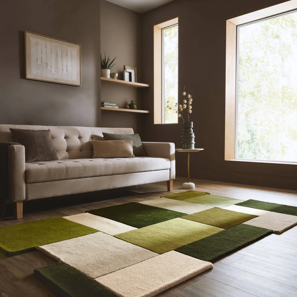 Flair Rugs Collage Modern Cut-Out wollen vloerkleed groen, foto 2