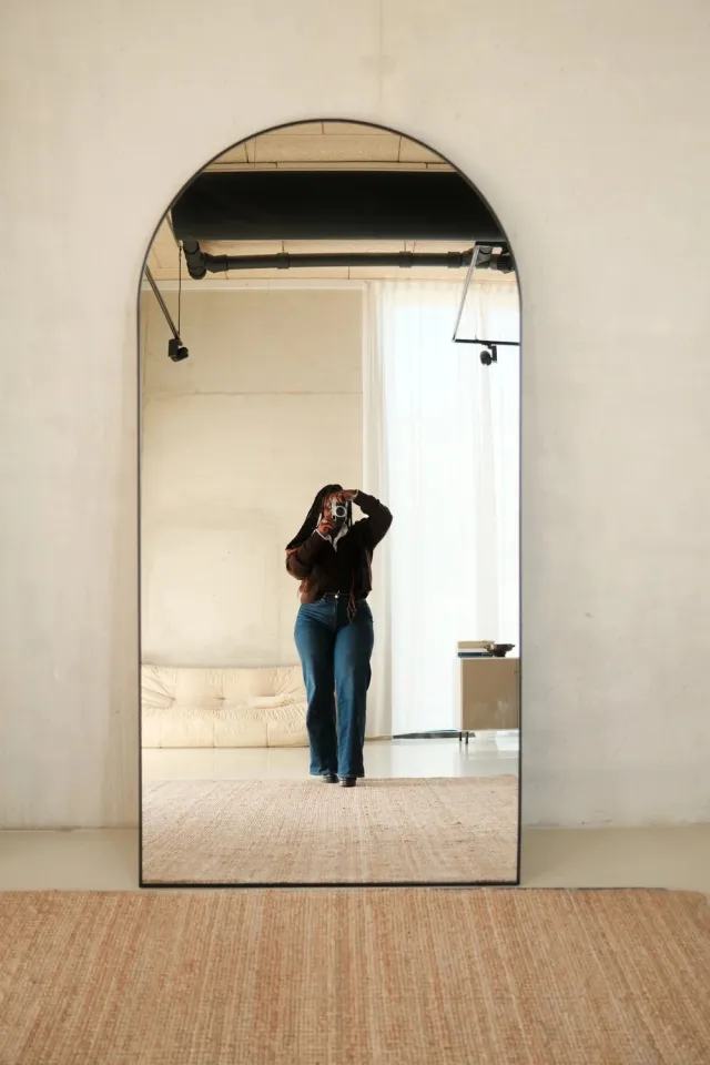 NORVETA Boogspiegel | Spiegel Elara Mirror – 200×100 Cm | Arched Full-Length Mirror – Black | Zwart | Passpiegel | Groot Mat Zwart