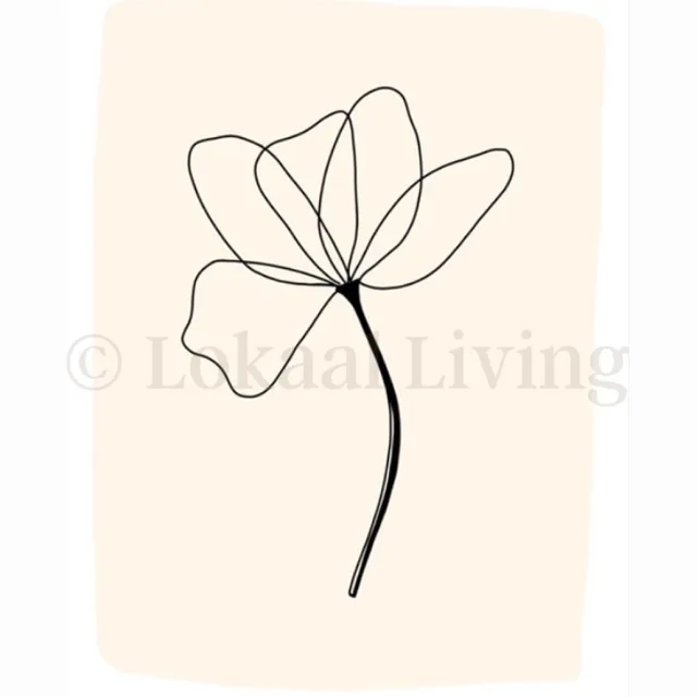 Lokaal Living a4 poster - illustratie - bloem zwart