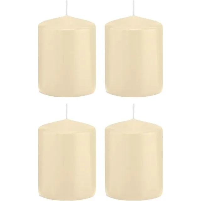 Trend Candles Cilinderkaars/stompkaars - 4x - cremewit - 6 x 8 cm - 29 branduren - met brandvertragende folie