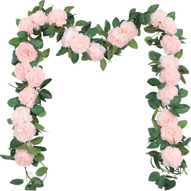Famanu Kunstmatige zijden bloemen wijnstok slinger decoraties opknoping bloemen planten voor thuis bruiloft boog tuin muur decor lichtroze Light Pink