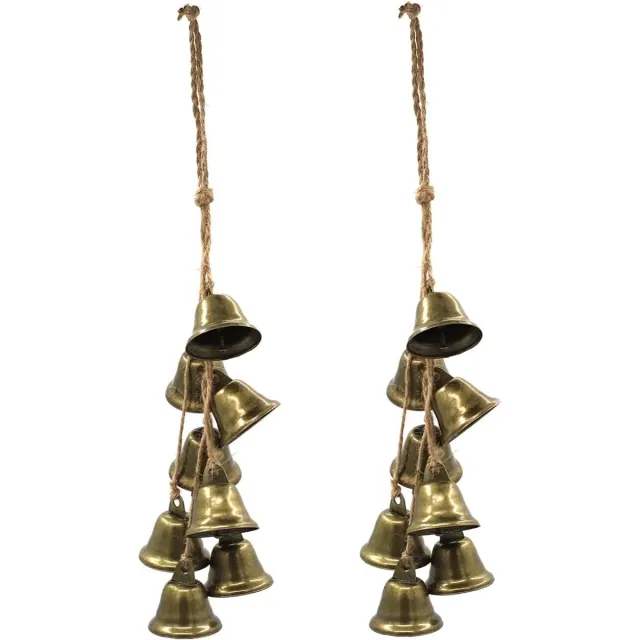 PZCC windgong - windspinner - windgong buiten - Feestdecoratievoorwerpen - met 8 metalen belletjes - bohemian deurbel en muurdecoratie, geschikt voor Halloween en housewarming cadeau - 42cm- 2stuks Bronskleurig