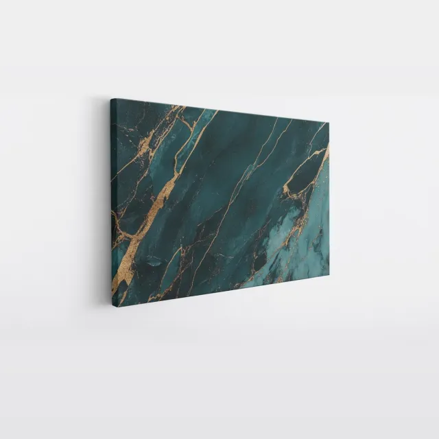 Saammp Canvas Schilderij - Turqoise marmer - Abstract - 120x80 - Foto op canvas - Wanddecoratie - Muurdecoratie Woonkamer - Slaapkamer decoratie - Canvas Print Multicolor