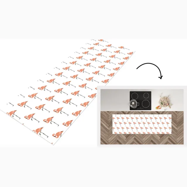 KitchenYeah Keukenloper - Loper keuken - Patronen - Vogel - Flamingo - Keukenloper vinyl Multicolor