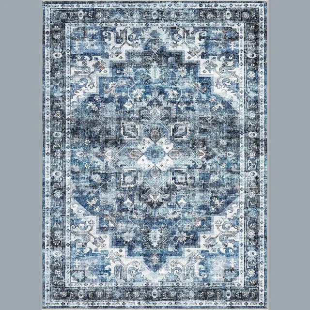 Triumpunpre Perzisch Vloerkleed - Wasbaar Antislip Fluweelzacht - Blauw - 120x170 cm