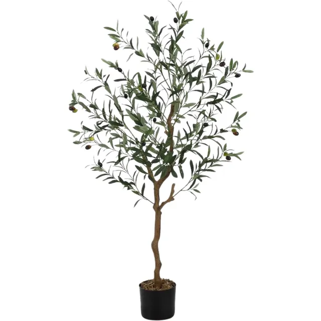Happiq Kunstmatige Olijfboom Set 2 Stuks 120 cm - Grote Kunstplanten voor Binnen - Woonkamer & Kantoor Bruin