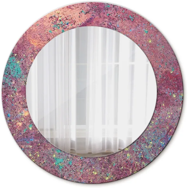 TULUP Spiegel - Ronde Spiegel - Spiegel op gehard Glas - Kleurenfestival - Diameter: 50 cm - Paarse - Badkamerspiegel - Gangspiegel - Eetkamer - Decoratieve spiegel - Tijdloos Spiegel - Luxe Spiegel - Wandmontage Paars Kleurenfestival