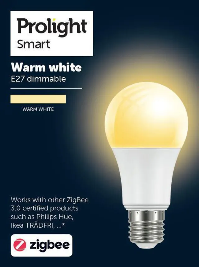Prolight Smart LED lamp - E27 fitting - Dimbaar - Warm Wit Licht - 806 Lumen - Bedienbaar via app