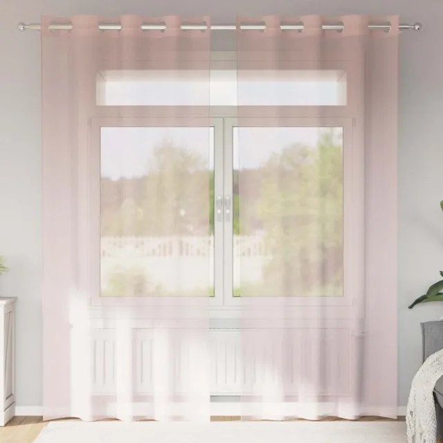 vidaXL Gordijnen voile met doorvoertules 2 st 140x245 cm lichtroze