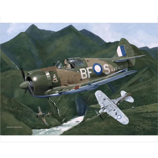 TP Aviation Art Thijs Postma - TP Aviation Art - Poster - CA-13 Boomerang Op Patrouille - 40x50cm Kleur