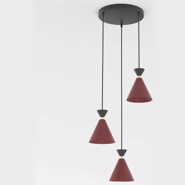 Emibig KLEVER 3PREM BURGUNDY BLACK - Moderne hanglamp voor elke ruimte Burgundy, Zwartachtig