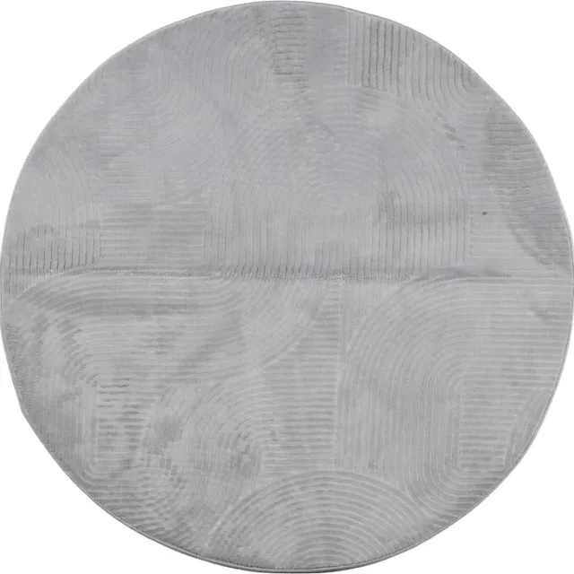 vidaXL Vloerkleed - IZA - laagpolig - Scandinavisch - Ø - 100 - cm - grijs