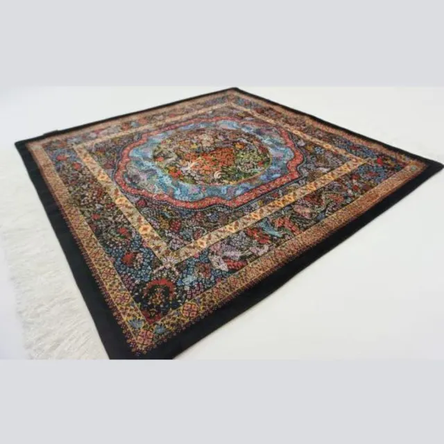 SusaStyle OUTLET - Wandkleed Goshtiep – 70x70 cm – Perzisch design – Luxe woondecoratie met zijdezachte glans Zwart, geel, rood, oranje, blauw, olijfgroen, groen, roze, paars, crème