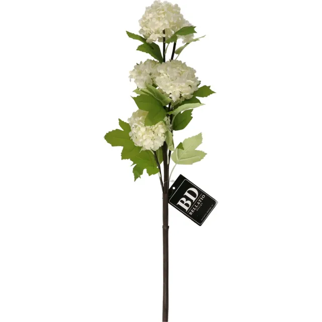 Bellatio Design Kunstbloem Viburnum / sneeuwbal Roseum - 60 cm - creme wit - losse steel - kunst zijdebloemen