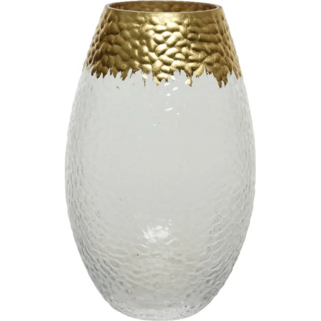 Decoris Bloemen vaas transparant/goud van glas 20 cm hoog diameter 12 cm