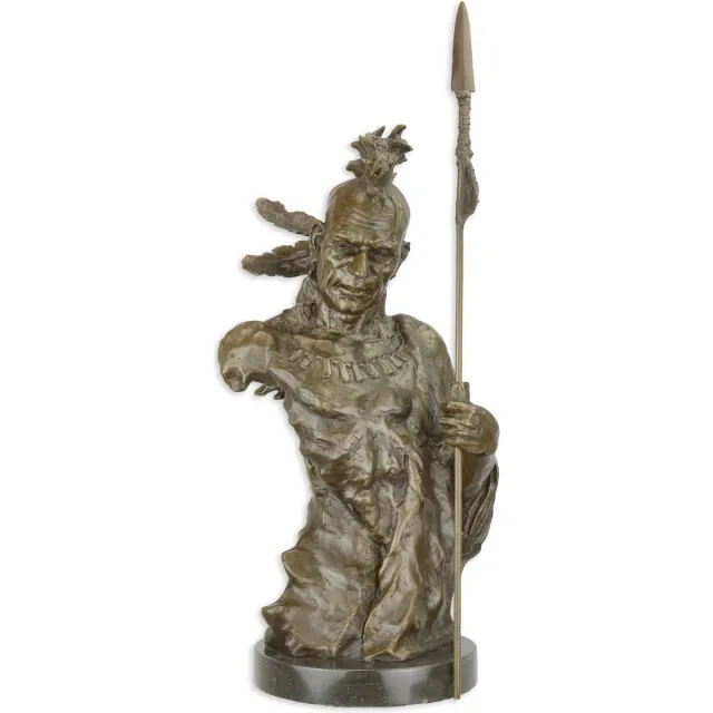 De Splinter B.V. BRONZEN BEELD VAN EEN TORSO VAN EEN INDIAANSE KRIJGER bruin-geel