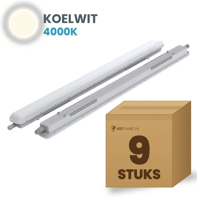 Tsong TL armatuur Tri Proof 1200mm 9 stuks - 36W 5580lm - Koelwit 4000K - Koppelbaar - IP65 - 230V