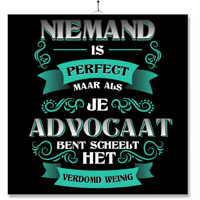 MC Living Tegel Met Opdruk | Kado | Cadeau | Niemand Is Perfect | Beroep | Advocaat Multi-Color