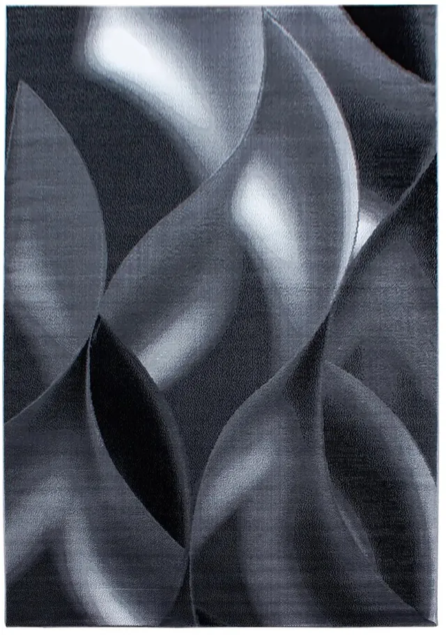 Dutch XXL Modern Vloerkleed | Tapijt | Plus | Golven | Zwart | 240x340 cm