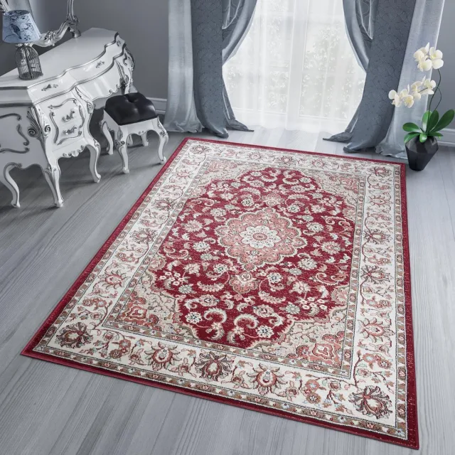 Tapiso Dubai Vloerkleed Rood Modern Oriental Oosters Tapijt Maat- 120x170 Beige Rood6