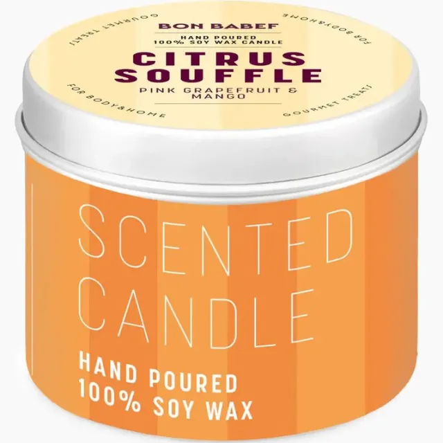 Bon Babef Geurkaars | 2 stuks | Citrus Souffle | 100% soja was | Handgemaakt | Natuurlijk Wit