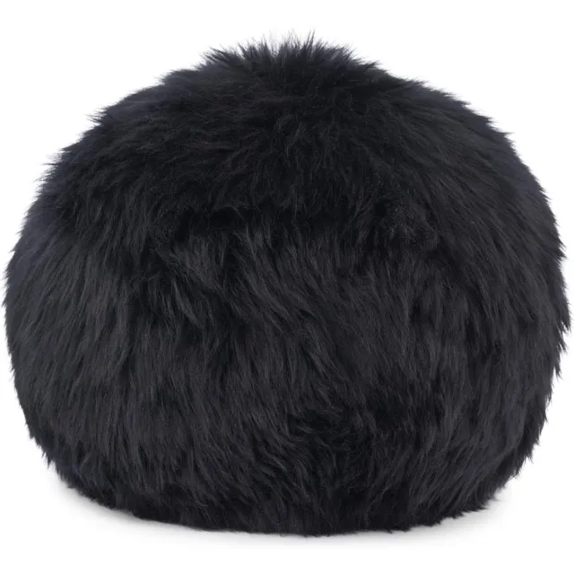 Natures collection Sheepskin House - Angeliet Kussen - Rond - Langharige Schapenvacht - D30cm Black
