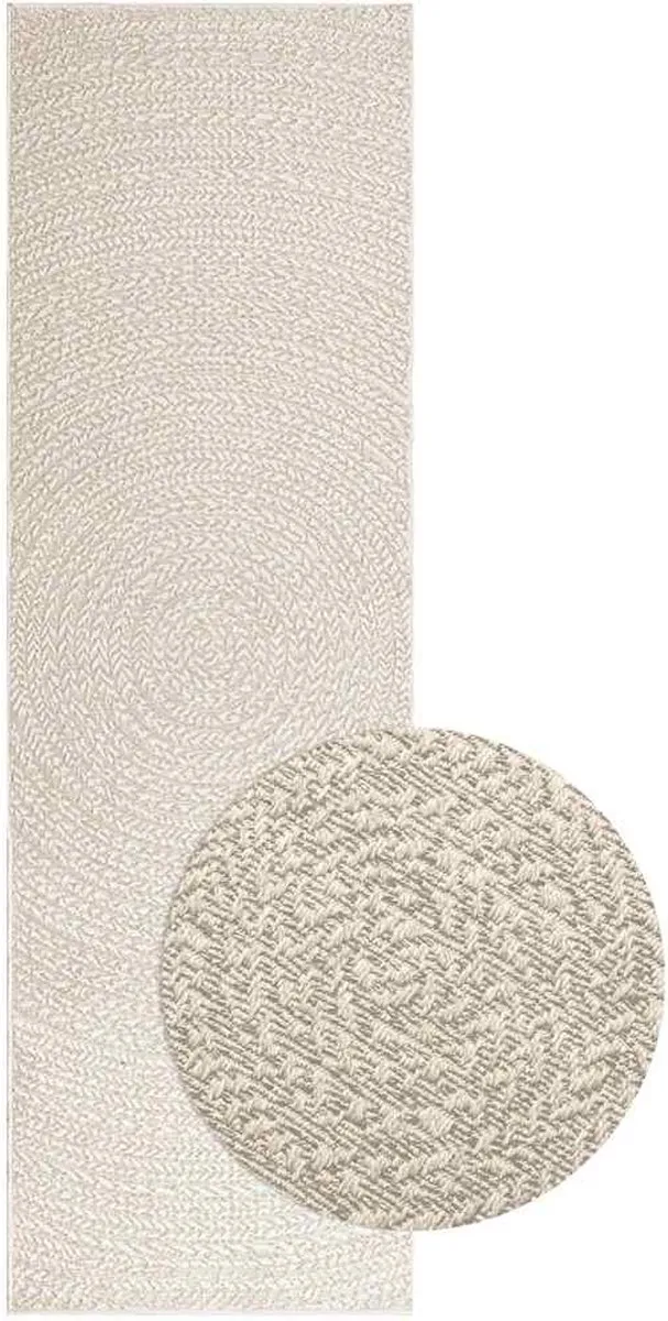 vidaXL Vloerkleed - ZIZUR - room - binnen - en - buiten - cm - jute - look crème
