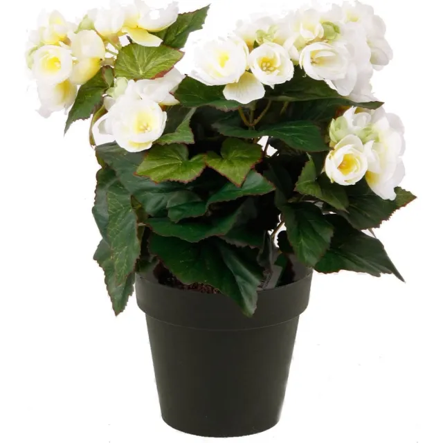 Emerald Kunstplant Begonia in pot 30cm wit - Kunstplant voor binnen