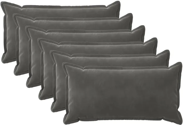 vidaXL Dekenkussen - 6 - st - HOUTEN - Donkergrijs - 40 - x - 80 - cm - fluweel