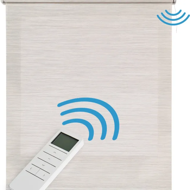 Storesdeco Motorgecontroleerd Screen rolgordijn met aluminium afwerkingen, Grijs-Beige 60x180 cm