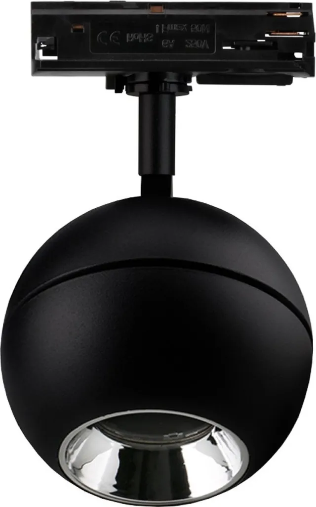 Fantasia Orbit LED trackspot voor railsysteem, 6W of 9W, 905 lumen, 2700K warm wit, dimbaar, zwart aluminium, IP20