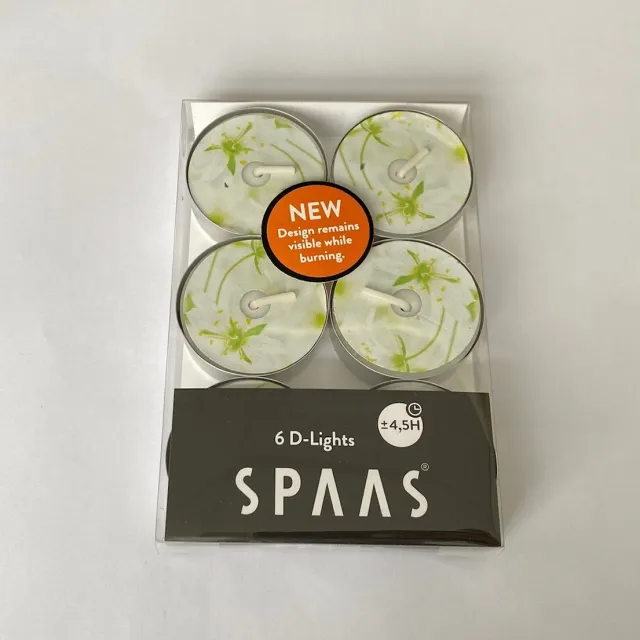 Spaas Theelichten 6 sts design Natural Clean groen/wit