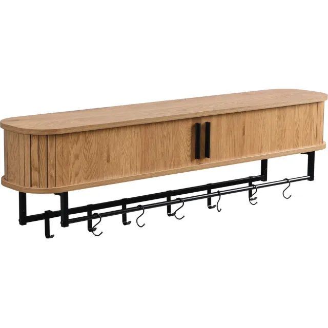 Furnilux kapstok 120 x 24 x 32 cm - XXXL - Wandkapstok Kiruna - 12 haken - Licht Eiken Beige