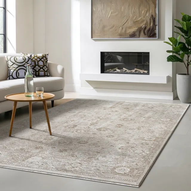 the carpet Nuvra Vloerkleed – Vintage Oosters Design – Zacht & Onderhoudsvriendelijk – Beige – 80 x 150 cm beige oosters