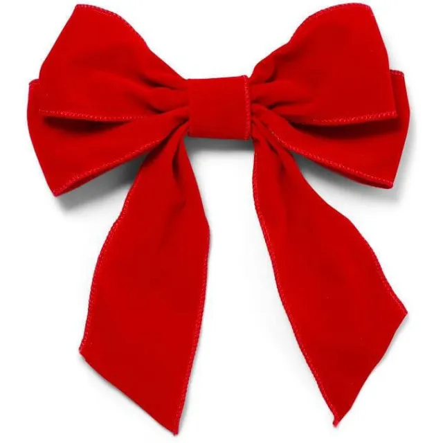 Vondels Fluwelen strik met clip - rood 20cm (set van 2)